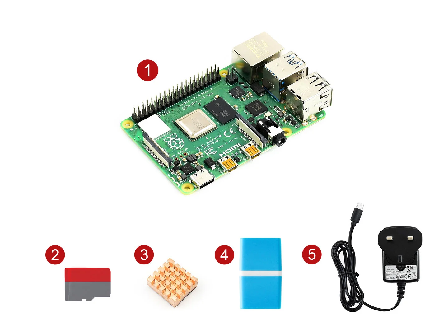 PI4B-2GB UK Raspberry Pi 4 Модель B стартовый комплект, основные части - Комплект: PI4B-2GB UK