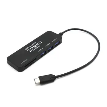 

Card Reader HUB Extender Ultra-fast USB Computer Splitter USB 2.0 And Type C 2.0 Black And Convenient