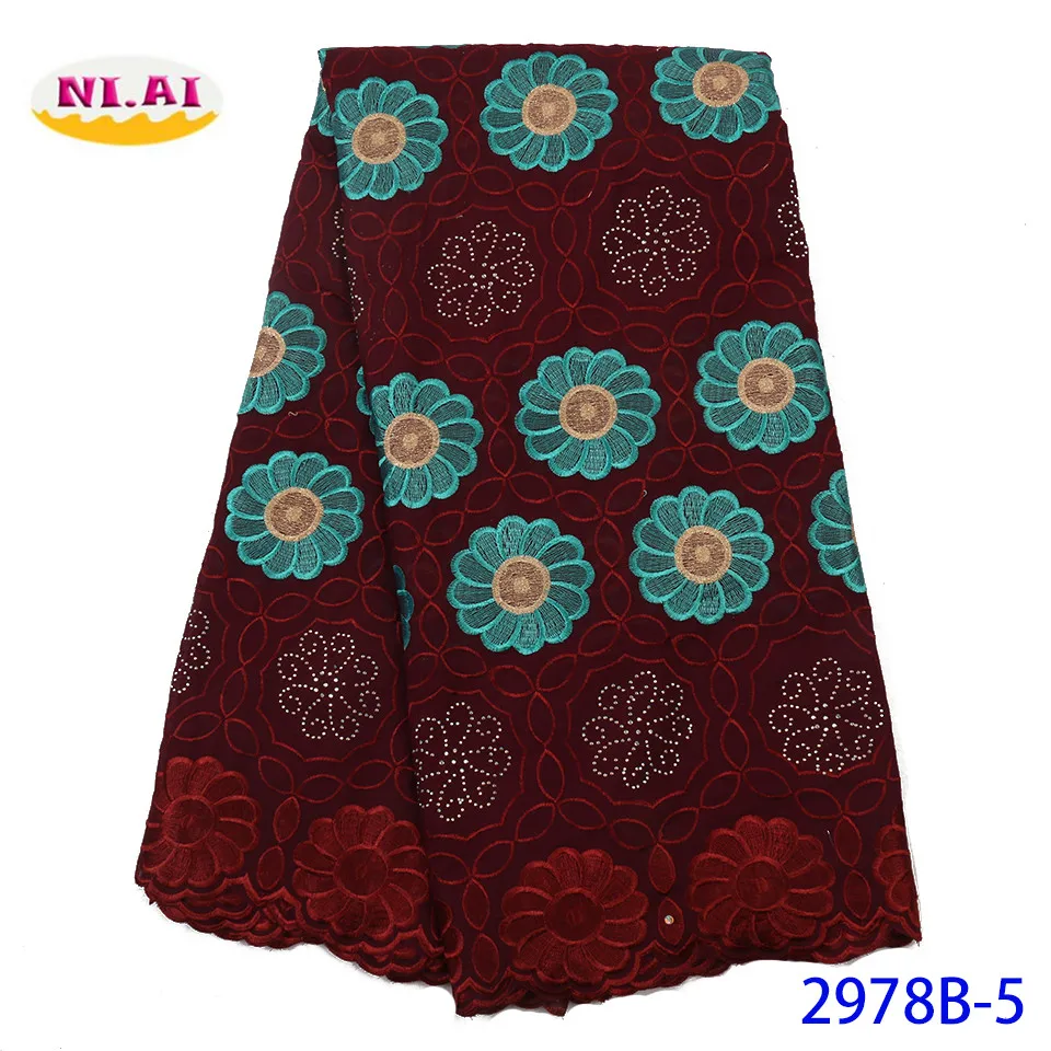 NIAI Высокое качество хлопок швейцарская вуаль кружева в швейцарском стиле стиль африканская нигерийская кружевная ткань для женщин XY2978B-7