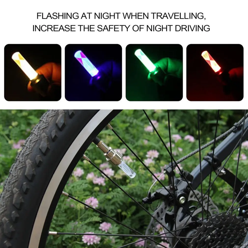 1PCS Bicycle LED Light Tire Valve Cap Bicycle Flash Light Mountain Road Bike Cycling Tyre Wheel Lights LED Neon Lamp Cover Wheel