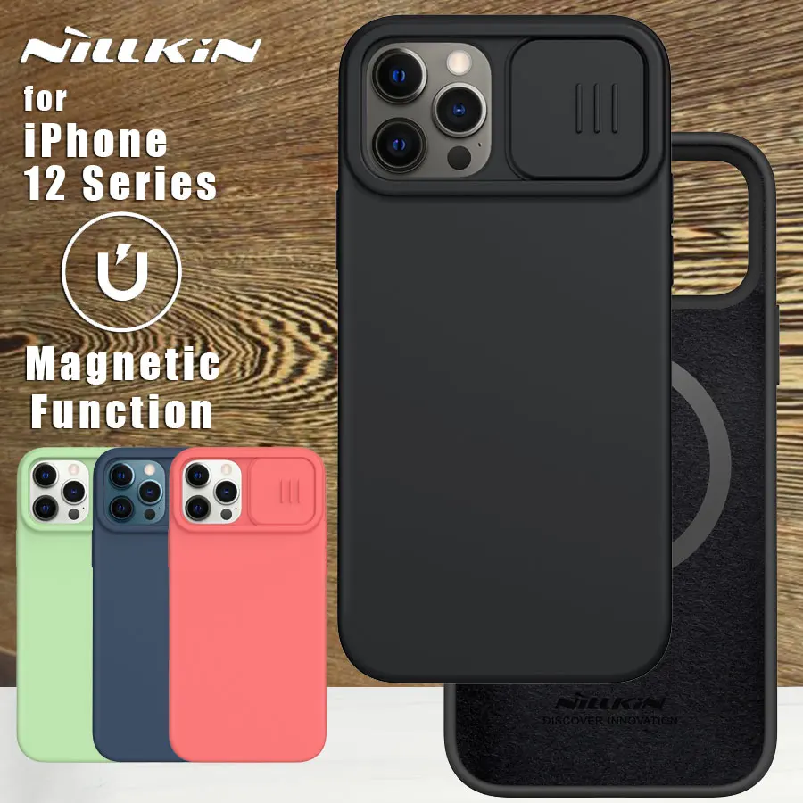 Nillkin for Apple iPhone 12 Pro Max Case Silky Magnetic Adapt Magsafe Sillicone PC Phone Back Cover case for iPhone 12 Pro Cases
