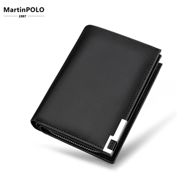 

MartinPOLO Genuine leather men's wallet luxury brand card holder short coin purse zipper standard wallets MP1004