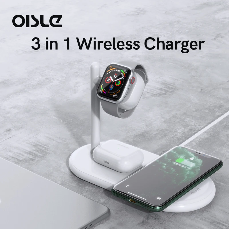 Беспроводное зарядное устройство OISLE QI 3 в 1 для Iphone/HUAWEI зарядная док станция IWatch 5 4