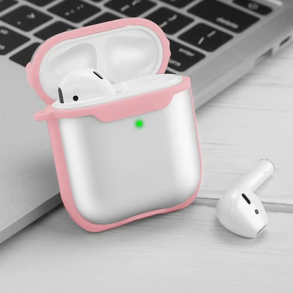 Чехол для Apple Airpods, прозрачный матовый чехол для наушников, аксессуары, беспроводной Bluetooth чехол для iPhone Airpods 2, чехол, сумка - Цвет: Pink