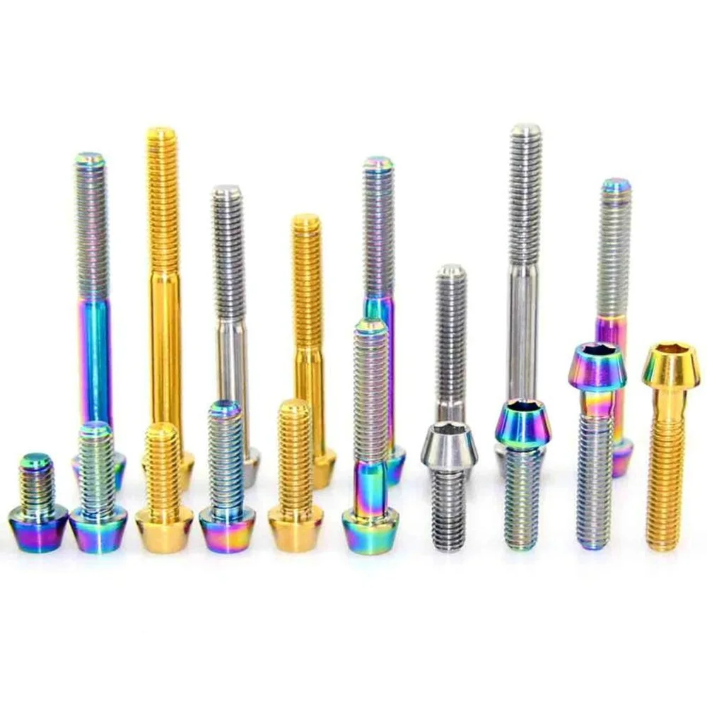 M5 титановые болты M5x30-65mm для велосипеда длинный тип сиденья контактный конус колпачки Шестигранная розетка для велосипедной гарнитуры титановые винты