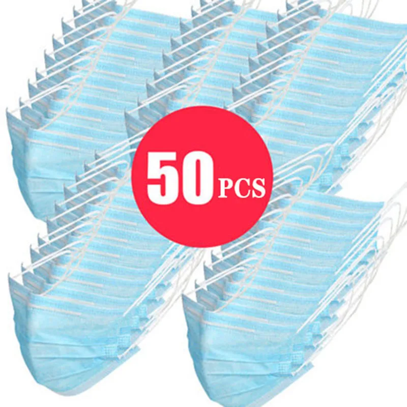 

50/30Pcs In stock! Fast Delivery! High Quality Non Woven Disposable Face Mask 3 Layers Anti-Duh Extension Non-woven Fabric Masks