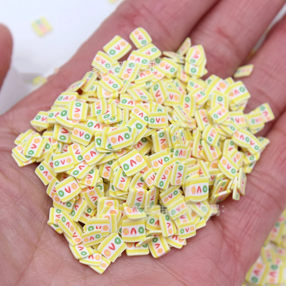 50 г/лот Милые 3d кусочки фруктового торта Fimo Полимерная глина разбрызгивает для рукоделия украшения ногтей аксессуары для телефонов: 5 мм - Цвет: yellow cake