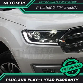 

Car styling LED HID Rio LED Ford Everest headlights Head Lamp case for Ford Everest headlight 2016 Bi-Xenon Lens low beam