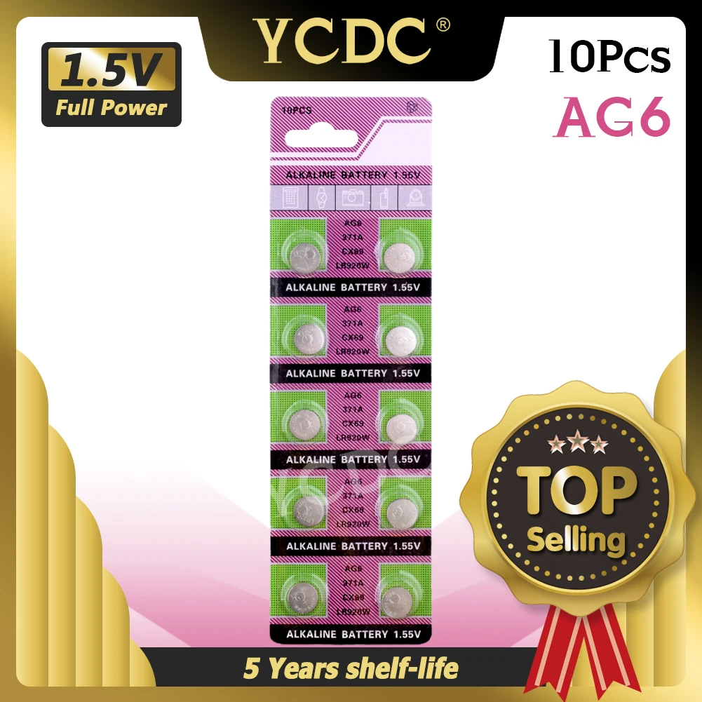 10 шт. YCDC 11 большая акция для часов кнопка батареи ag6 371 d371 605 sr920sw sr69 щелочная