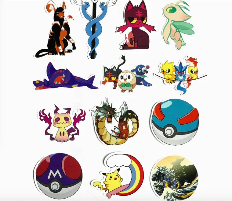 Классические игрушки 45/шт ПВХ водонепроницаемый Pokemon наклейка Покемон вокруг ноутбука багажная наклейка игрушка для детей подарок