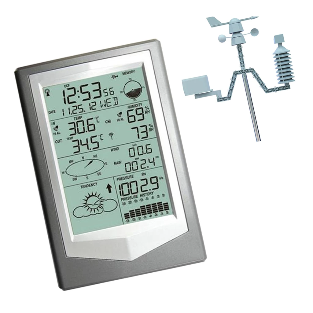

Digital Wireless Weather Station Indoor Rain Meter Gauge Outdoor Sensor Digital Temperature Humidity Forecast US Plug Anemograph