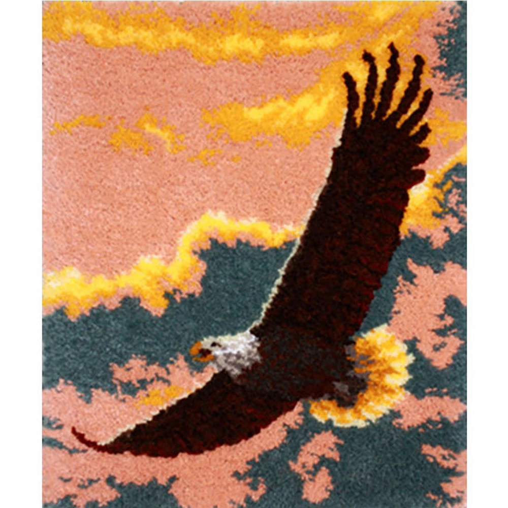

Large Latch hook rug kits canvas embroidery with pattern Crochet strings rugs Embroidery kit Unfinished accessories Eagle