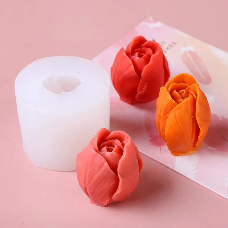 Silicone Mold Soap Molds 1Pcs 3D tulip flower For Soap making candle chocolate