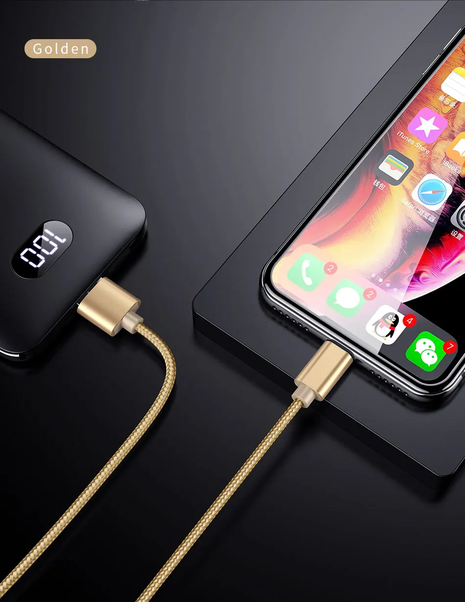 ROCK металлический USB кабель для iPhone 8, 7, 6, 6 S X, сплав, нейлоновая оплетка, быстрый usb кабель для зарядки iPhone X, 10, SE, 5, 5S, зарядное устройство для iPhone
