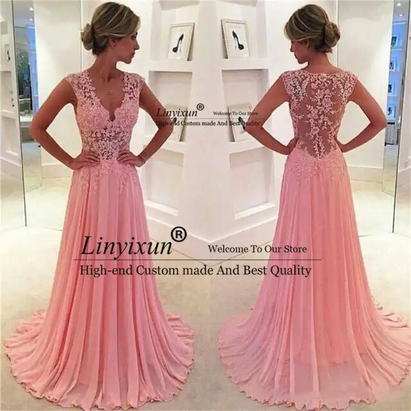 pink chiffon prom dress