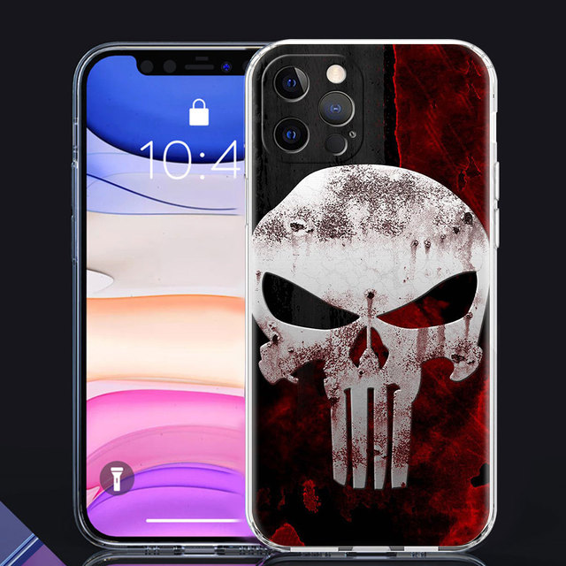 Phone Case For iPhone 11 13 12 Pro Max Casing 7 8 XR XS X 6 6S Plus SE Shell Soft Transparent Cover Marvel The Punisher