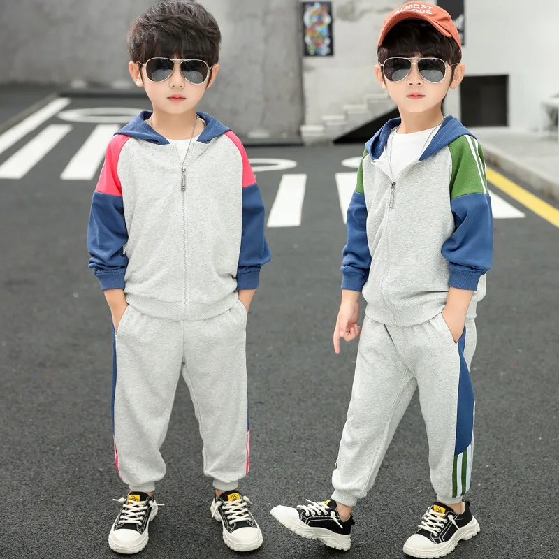 Детская одежда осенний костюм для мальчиков новинка, западный стиль, весенне-осенние спортивные комплекты для больших детей