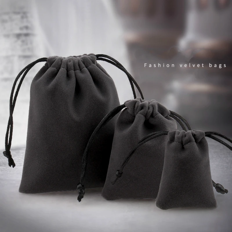 

50PCS Velvet Pouch Flannel Drawstring Bags Packaging Jewelry Makeup Party Wedding Gift Wrapping Phone Pouch Custom Logo Print