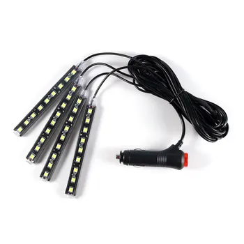 

MODERN CAR 9 LED 2/4 In 1 Interior 5050 Atmosphere Lights Dash Floor Foot Strip Lights Cigarette Lighter Adapter Decorative Lamp
