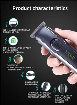

VGR Professional Digital Hair Trimmer Rechargeable Electric Hair Clipper electric beard Cordless Adjustable