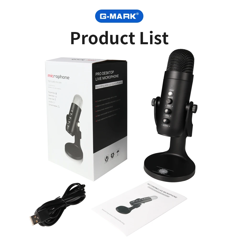 Condenser Microphone G-mark Pop4 Usb Tabletop Mic Asmr Echo Real-time  Monitoring Cardioid For Studio Recording  Live - Microphones -  AliExpress