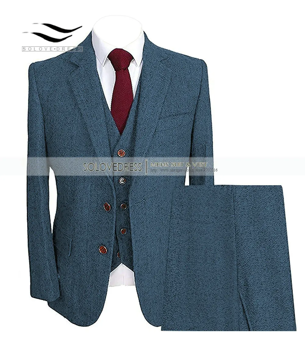 Solovedress мужские свадебные костюмы с отложным воротником 3 шт. приталенный коричневый Terno MasculinoTuxedo пиджак Высокое качество на заказ M8