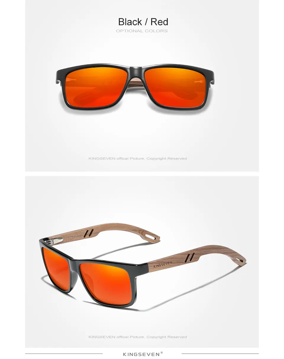 KINGSEVEN TR90 + Walnut Wooden Frame Eyeglasses Polarized