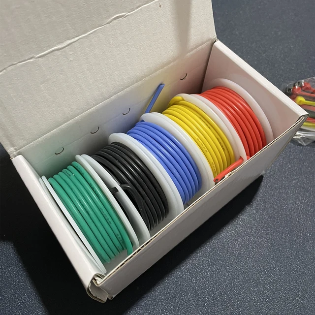 30/28/26/24/22/20/18awg Flexible Silicone Wire Cable 5 color Mix box  Electrical Wire Copper Line