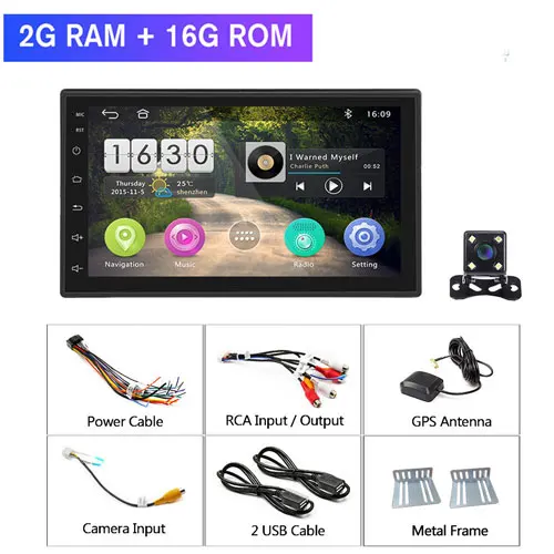 Podofo 2din Автомагнитола Android gps Navi Wifi Автомобильный мультимедийный плеер универсальный авто стерео для Volkswagen Nissan hyundai Kia toyota - Цвет: 2 16G 4 LED Cam