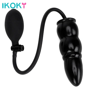 IKOKY Inflatable Anal Plug With Pump  Silicone Adult Products Anal Dilator Sex Toys for Women Men Expandable Butt Plug Massager 1