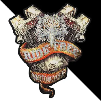 

Large new Biker Motorcycle Embroidered Patches For Sew On Clothes Stripe Applique Big Punk eagle Patch Back Jacket