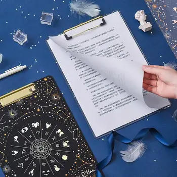 

A4 Clipboard Special Portable Starry Sky Pattern Acrylic Filing Cardboard Folder Backing Board Business Writing Pad