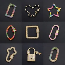 2020 fai da te geometrico CZ chiusura cuore all'ingrosso collana zircone Claps blocco chiave connettore catenacci per la creazione di gioielli stella ovale