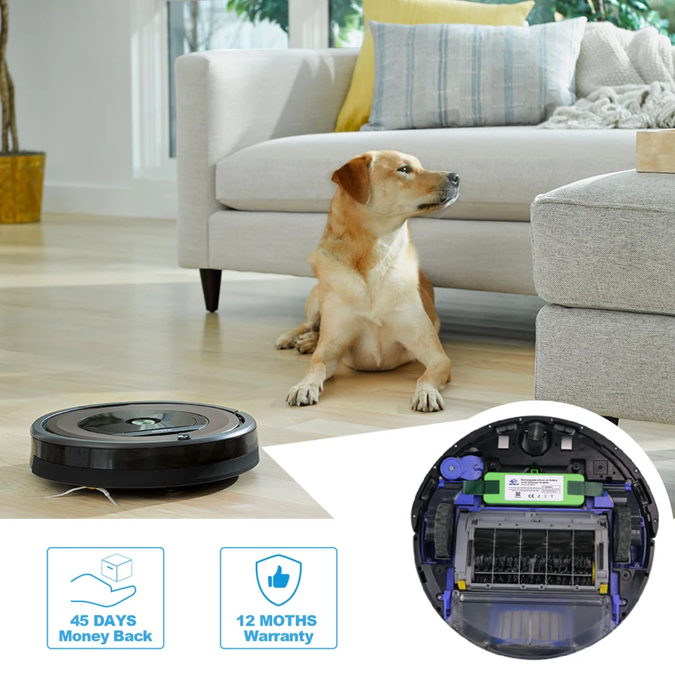 Batería para Irobot Roomba 966, 980, Ion de litio, 14,4 V, 5200 mAh, 74,9 Wh