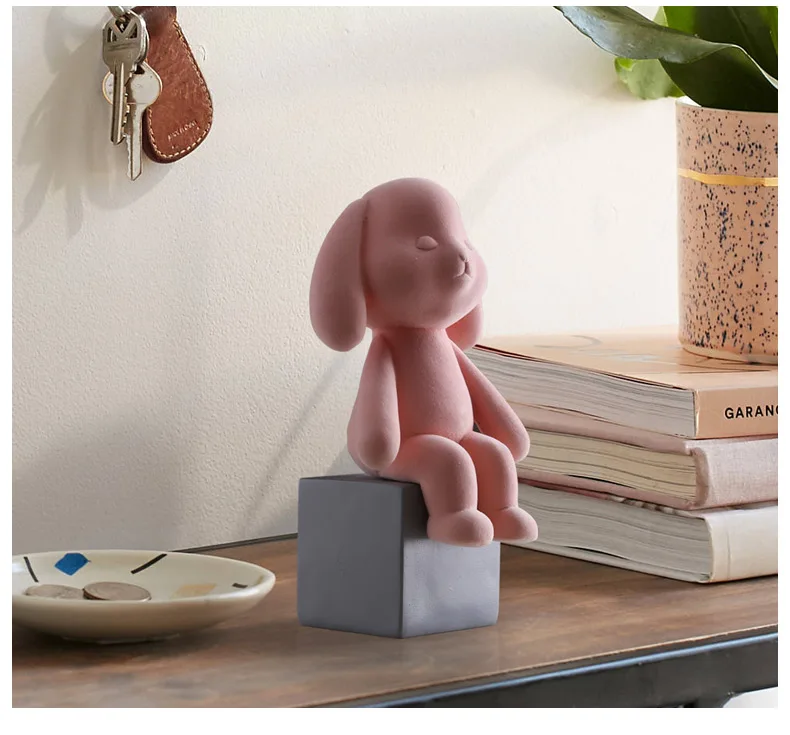 Скандинавские креативные декоративные украшения из смолы с милым Кроликом, современные украшения для дома, миниатюрные фигурки для детской комнаты