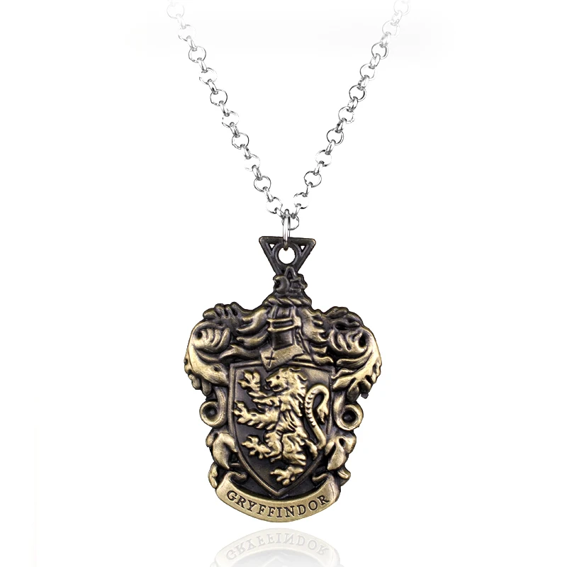 Фильм Дары смерти Hogwartss школа гриффиндорс слизеринс Ravenclaws Hufflepufsf символ металлическая ий Брелок с подвеской подарок для фанатов - Цвет: Necklace-N212-bronze