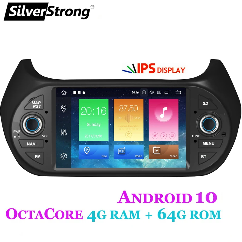 Автомобильный мультимедийный плеер GPS для FIAT/Fiorino/Qubo/Citroen/Nemo/Peugeot/Bipper Android10.0 OctaCore 1DIN