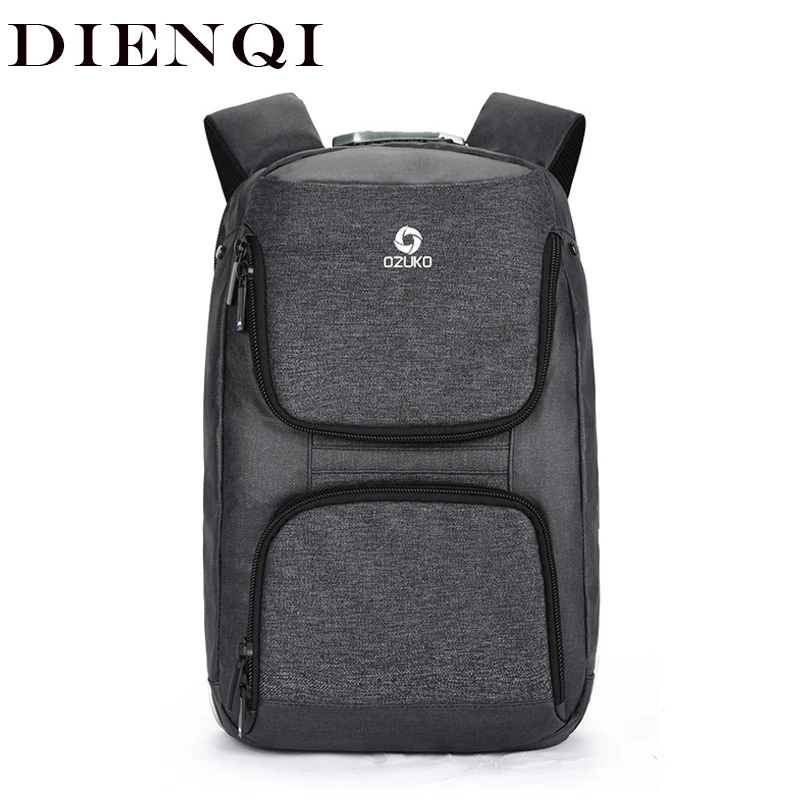 

DIENQI Multi-layer Men Backpack Waterproof Schoolbag USB Charging Casual Daypack for Students 15.6" Laptop Backpack Mochila Male