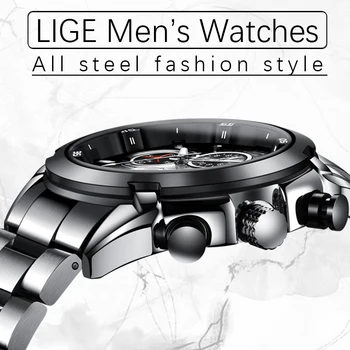 

LIGE 2020 Watch Men Top Brand Men Watches Full Steel Waterproof Casual Quartz Date Sport Military Wrist Watch Relogio Masculino