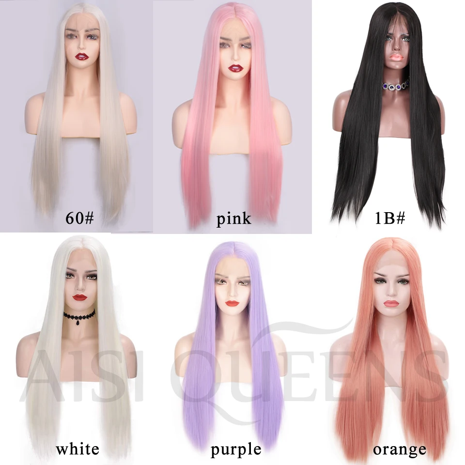 AISI QUEENS синтетические парики на шнуровке длинные прямые черные светлые волосы парики на кружеве для женщин Распродажа розовый фиолетовый и 613 парик для волос