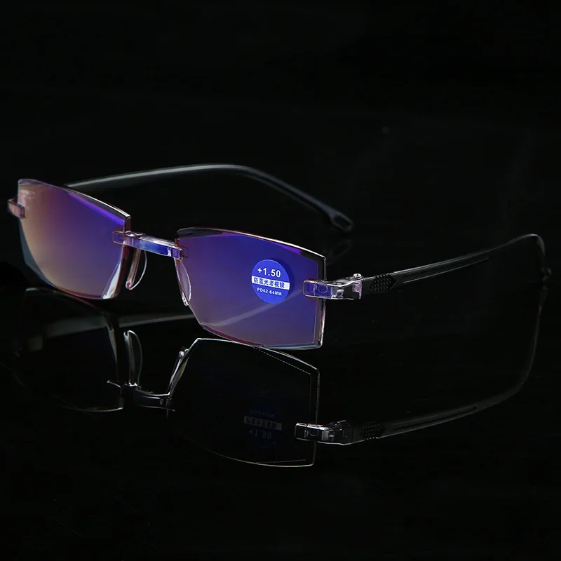 Модные ультралегкие очки для чтения без оправы для женщин и мужчин прозрачные линзы анти-Blu-Ray компьютерные очки для чтения Пресбиопии очки