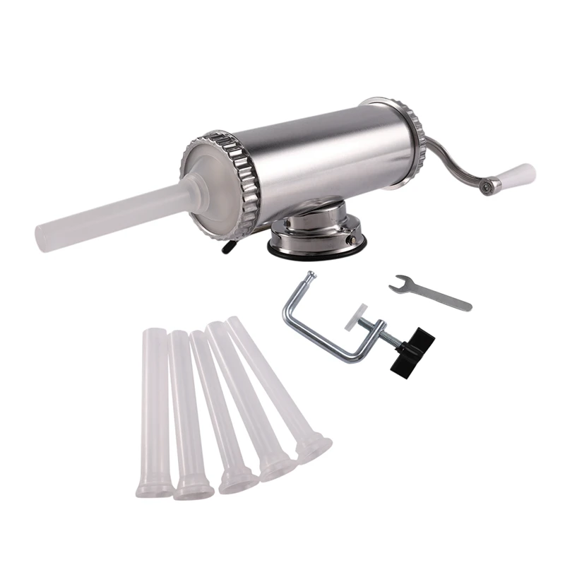 3 LBS Sausage Stuffer with Suction Base Homemade Sausage Filler Sausage Syringe Aluminum Manual Sausage Maker