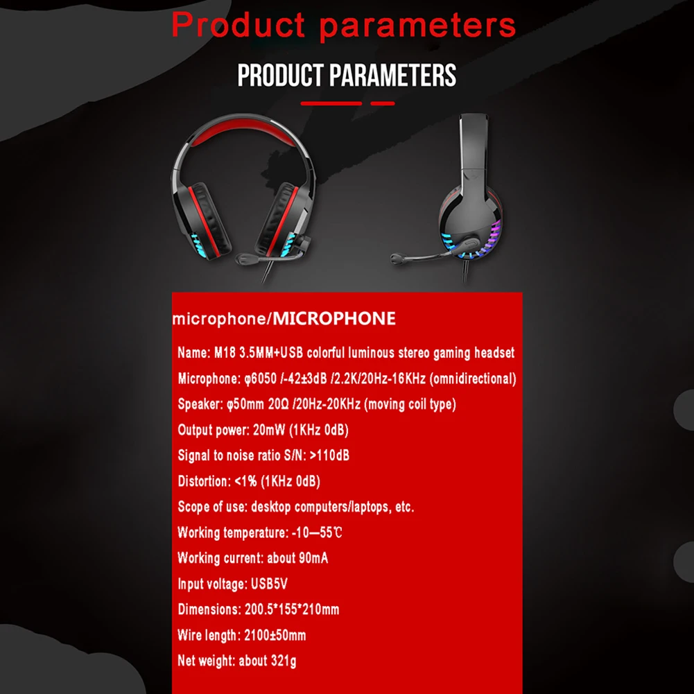 3 5mm Wired LED Gaming Headphone Over Ear Earphone Headset for Computer PS4 Desktop Laptop Classic Supplies Accessaries