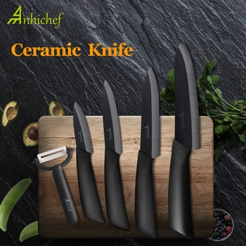 

Kitchen Knife Ceramic Knife Cooking set 3" 4" 5" 6" inch + peeler Black Blade Paring Fruit Vegetable Chef Knife Kitchen Tools