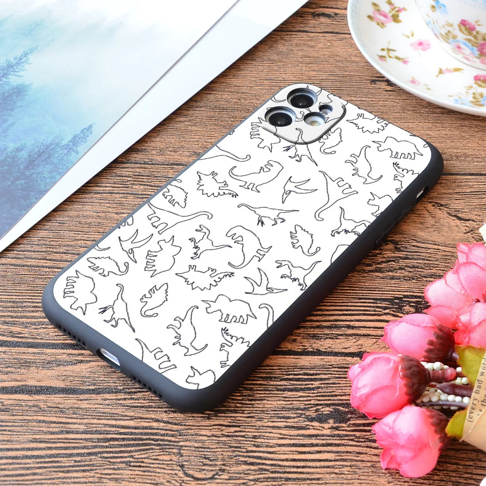 

For iPhone Dinosaur Skeletons Print Soft Matt Apple iPhone Case
