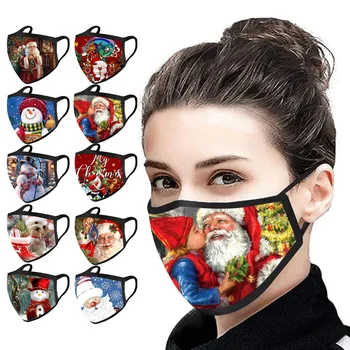 

1PC Christmas Print Adult Mouth Masks for Dust' Protection Face Mask Washable Earloop Mask Face Cover Reuse Mask Free shipping