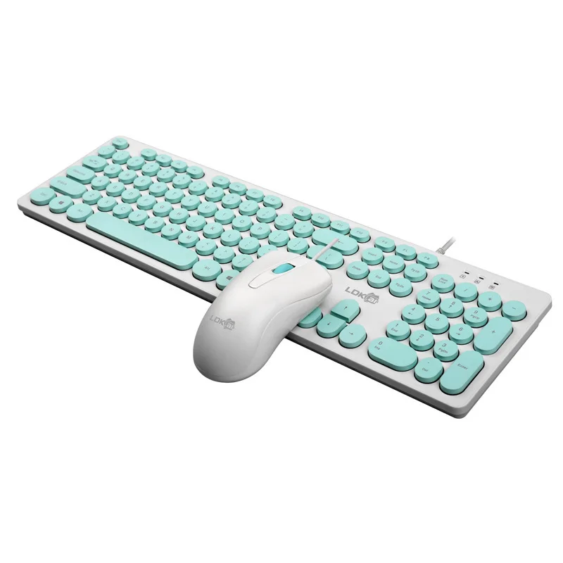 

Ray Dikai 1900 Keyboard And Mouse Set Punk Circle Key Cap Mute Cable Office Mouse And Keyboard Set