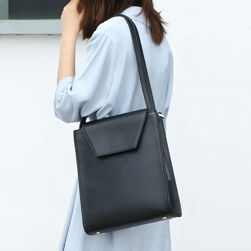 

2019 New Style Full-grain Leather Tote Bag European And American Style WOMEN'S Leather Bags Stereo Type Bag Portable Shoulder Ba