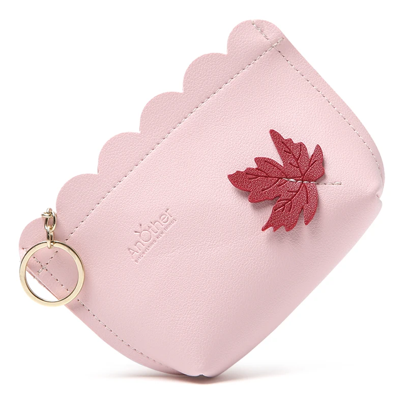 JANE'S Кожаный Модный женский кошелек для монет Многофункциональный маленький кошелек для мелочи карточки-ключи сумка для наличных купюр Carteira Feminina подарок - Цвет: maple leaf pink