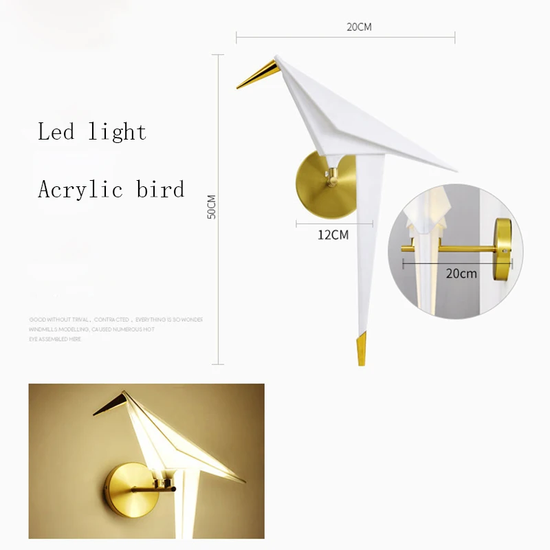 Современная акриловая лампа в виде птицы, Домашний Светильник в стиле арт-деко, настенные бра, светодиодные лампы для спальни, гостиной, рядом с стеной+ лампы, креативная лампа в виде птицы